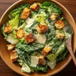 A delicious plate of Easy Caesar Salad with Sourdough Croutons