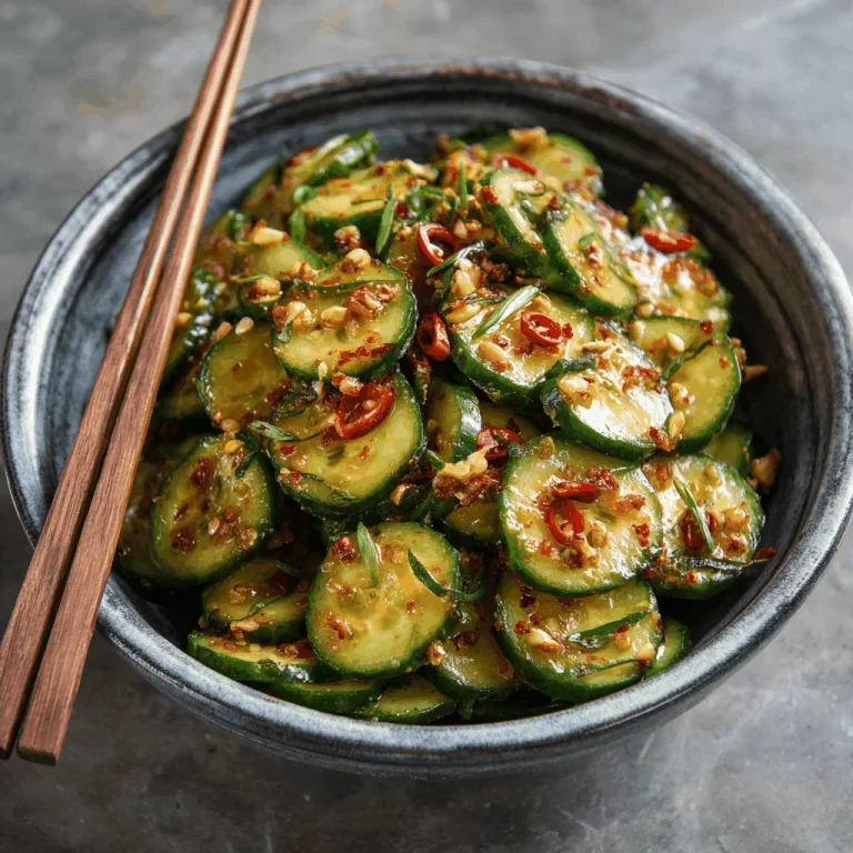 A delicious plate of Spicy Asian Cucumber Salad