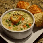 A delicious plate of Chicken Pot Pie Soup