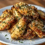A delicious plate of Garlic Parmesan Crispy Air Fried Chicken Wings