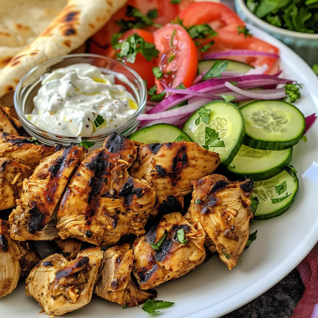 Side view of delectable Chicken Shawarma with fresh vegetables and creamy sauce.