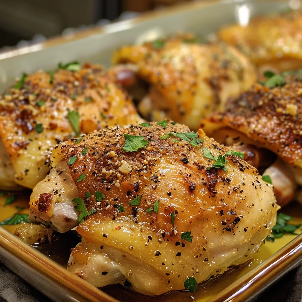 Side view of perfectly baked chicken breast garnished with spices on a plate.