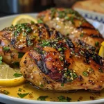 Close-up view of a delicious plate featuring various cooked chicken thighs.