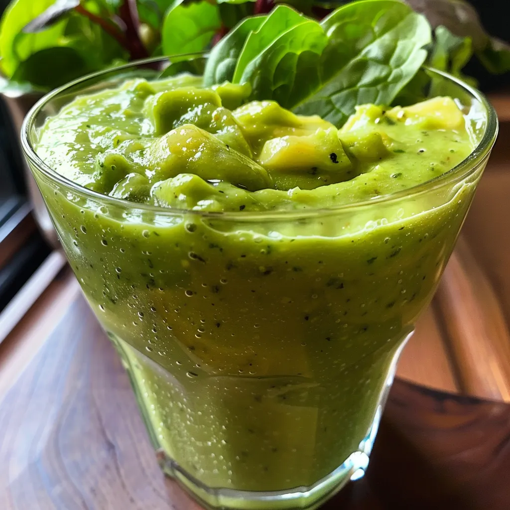 Close-up shot of a delicious avocado smoothie, highlighting its smooth texture and fresh ingredients.
