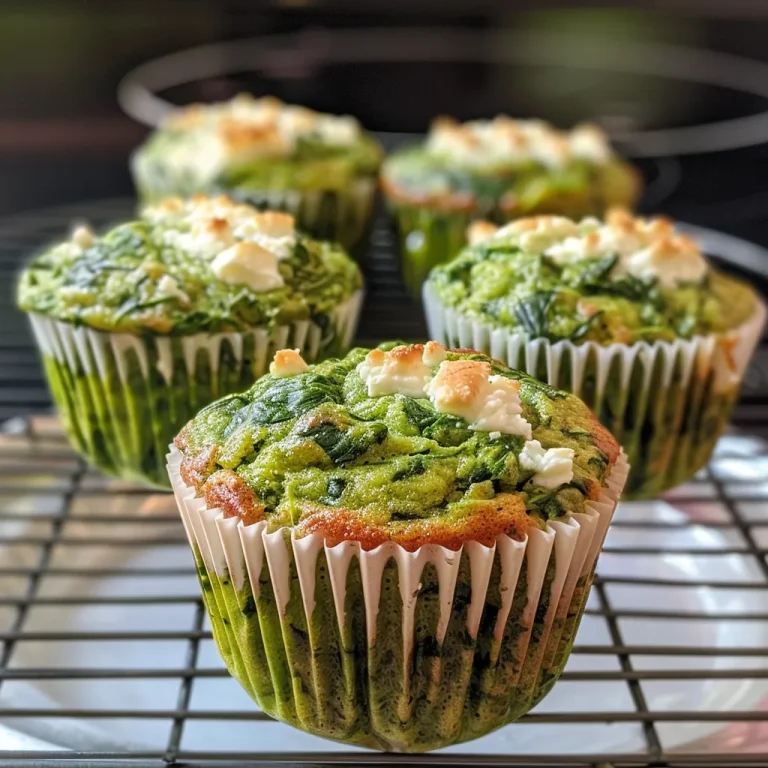 Side view of a golden-brown spinach-feta muffin with a moist texture.