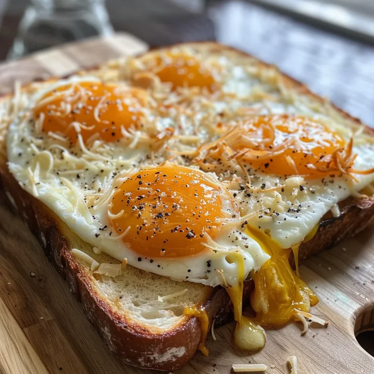 The Air Fryer Cheesy Egg Toast That Brings Mornings to Life Close-up view of a cheesy egg toast with melted cheese and a golden crust.