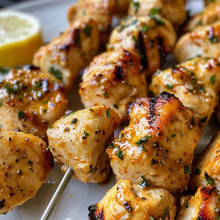 Juicy chicken skewers grilled to perfection with vibrant vegetables.