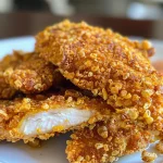 Close-up image of golden-brown Cornflake Chicken Tenders.
