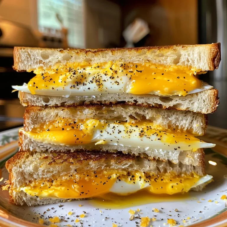 The Breakfast Sandwich That Brings Mornings to Life Close-up of a Golden Crisp Egg and Cheddar Sandwich with a golden-brown crust.