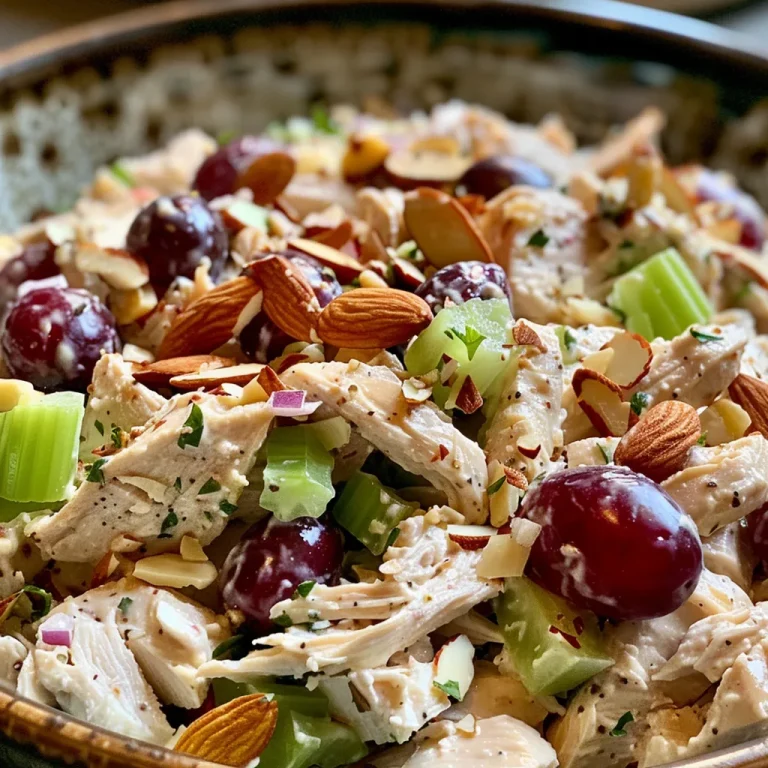 Close-up of a creamy Greek yogurt chicken salad in a bowl with colorful vegetables.
