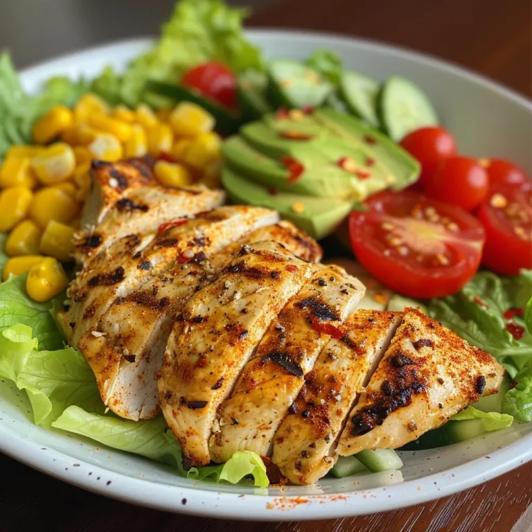 The Grilled Chicken Avocado Salad That Whispers of Summer Picnics Close-up of a grilled chicken avocado salad in a bowl, showcasing vibrant ingredients.