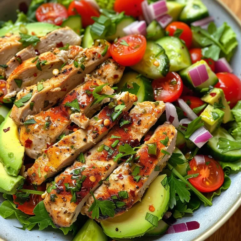 The Avocado Chicken Salad That Whispers of Sunshine and Family Gatherings Close-up view of a colorful avocado chicken salad featuring shredded chicken, mashed avocado, and fresh vegetables.