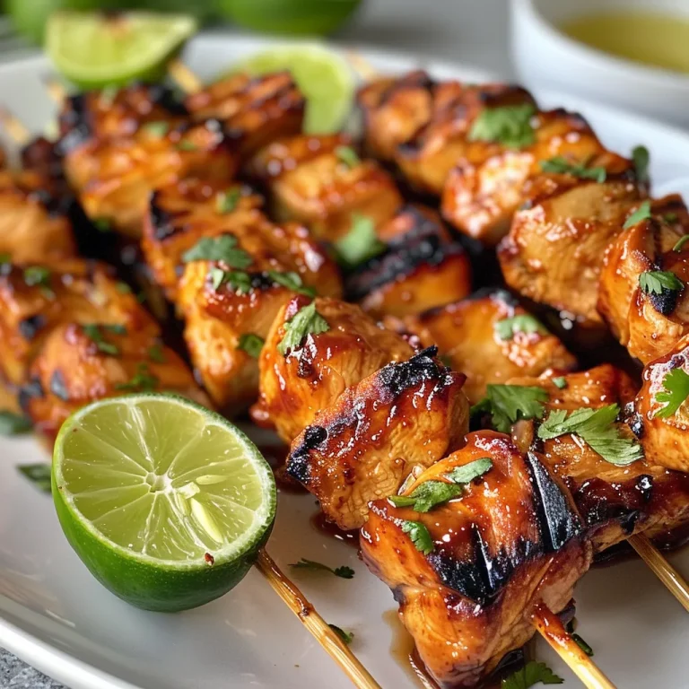 Close-up view of grilled Mexican barbecue chicken skewers with colorful bell peppers.