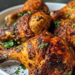 Close-up side view of juicy Smoked Paprika Chicken garnished with fresh parsley.