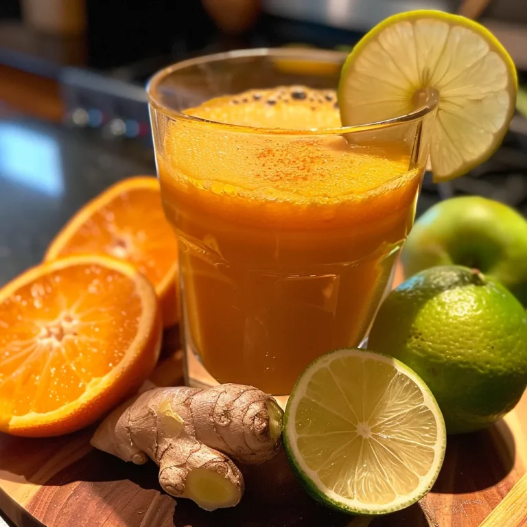The Zesty Citrus Drink That Revives Your Spirit Close-up of a vibrant citrus drink with oranges and lime slices.