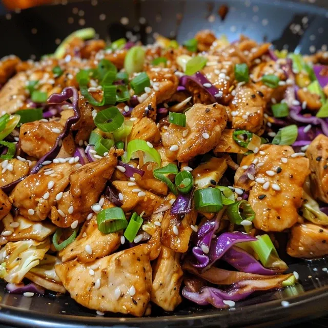 Juicy sliced chicken and colorful vegetables in a keto-friendly stir-fry dish.