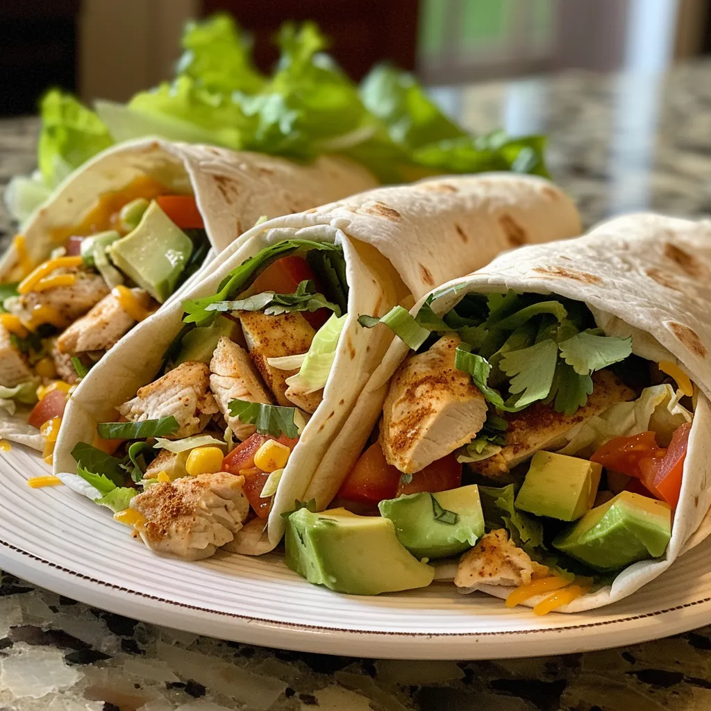 A close-up view of a Chicken Avocado Ranch Burrito showing vibrant colors.