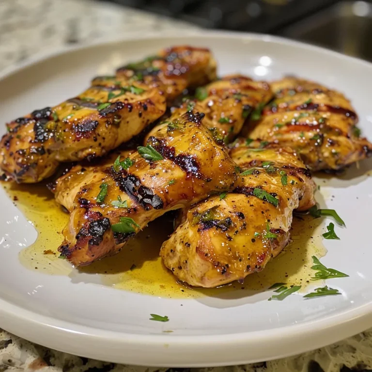 Juicy grilled honey mustard chicken on a plate.