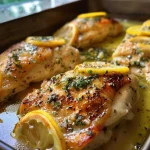 Juicy Garlic Butter Chicken garnished with chopped parsley, shown from the side.