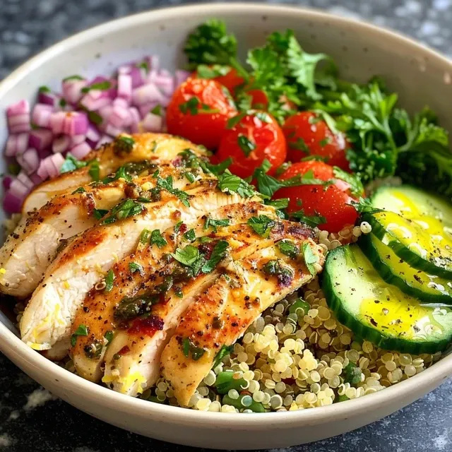 Juicy Mediterranean lemon chicken garnished with fresh herbs and served with couscous.