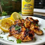 Juicy grilled chicken marinated in yogurt and garlic, garnished with fresh cilantro.