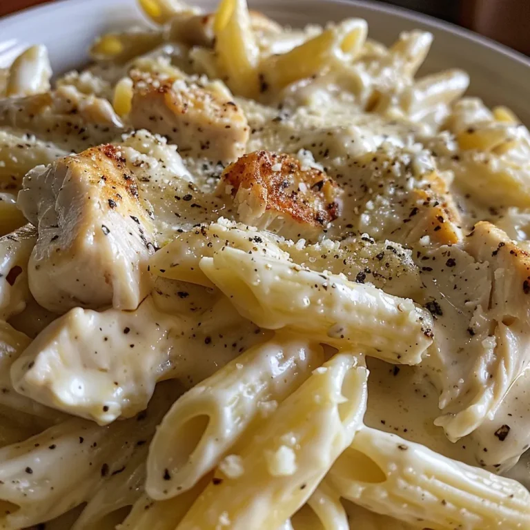 A Cozy Evening with Cheesy Slow Cooker Chicken Alfredo A Recipe for Comfort A creamy bowl of Cheesy Slow Cooker Chicken Alfredo with pasta and chicken.