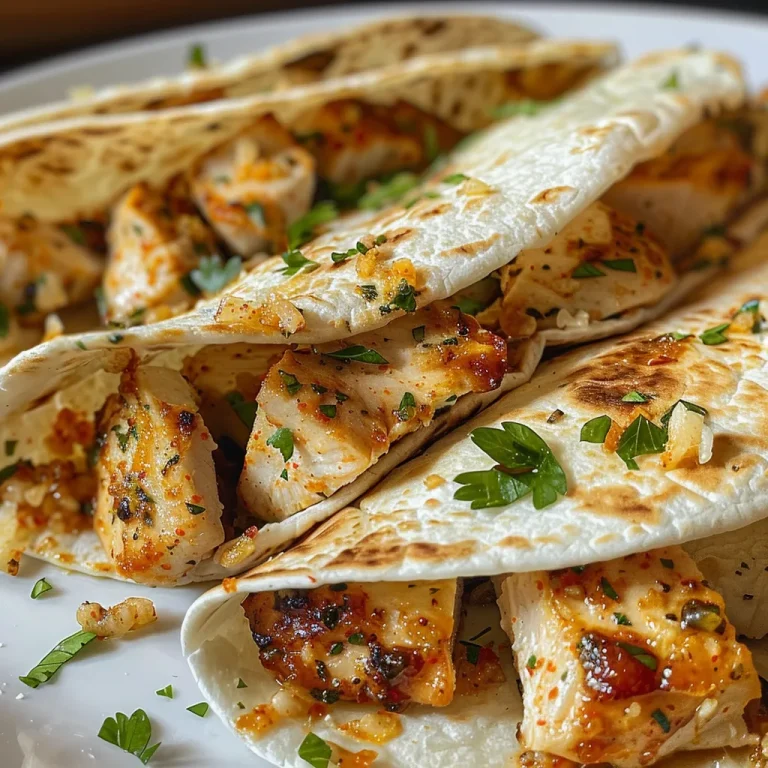Savoring Home The Garlic Butter Chicken Wraps That Bring Us Together Close-up view of a Garlic Butter Chicken Wrap with melted cheese and garnished with parsley.
