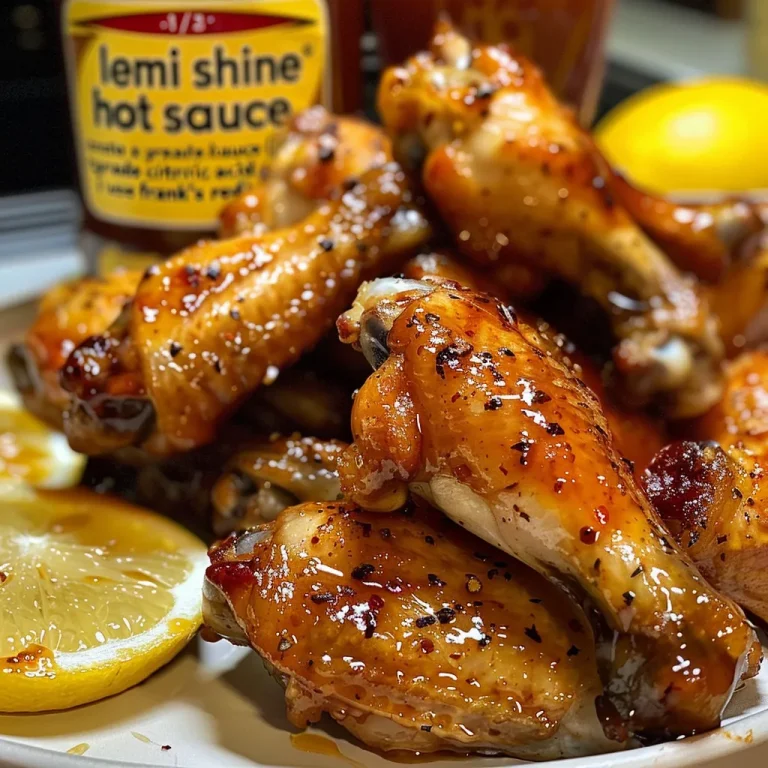 The Sweet and Spicy Wings That Ignite Family Gatherings Juicy Hot Honey Lemon Pepper Wings with a glossy glaze, viewed from the side.