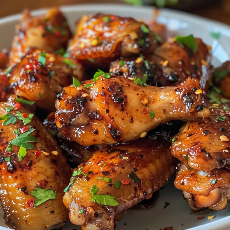 Wings That Pack a Punch: The Sweet Heat of My Slow Cooker Hot Honey Recipe Close-up of juicy hot honey wings with a glossy sauce.