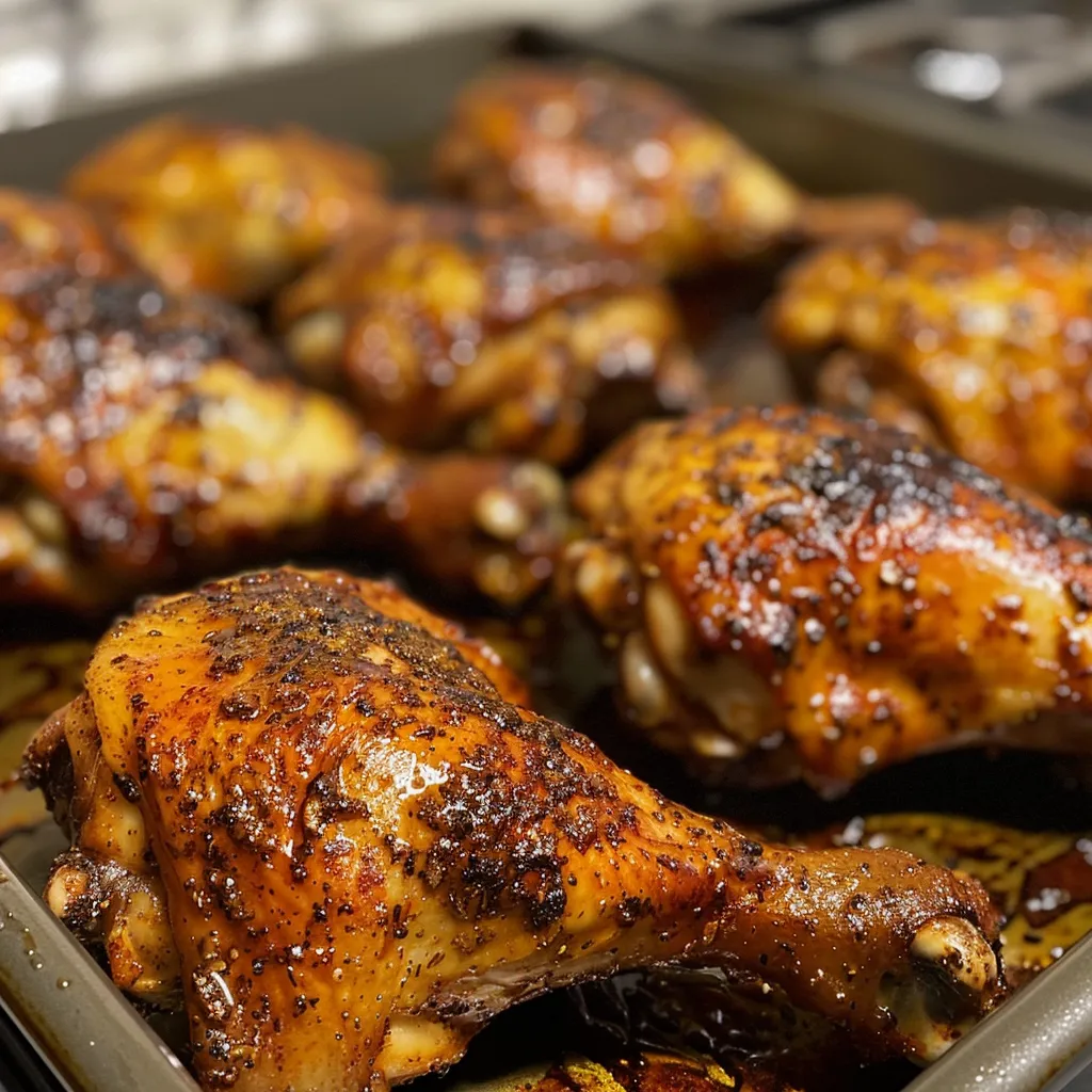 Side view of chicken thighs seasoned with smoked paprika on a plate.