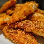 Juicy baked paprika chicken on a white plate with herbs on the side.
