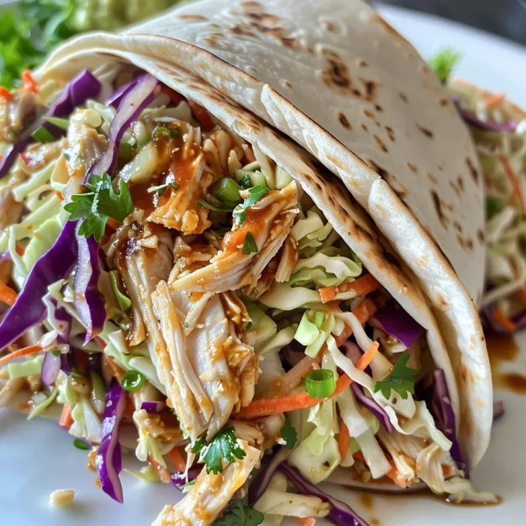 Close-up view of BBQ chicken coleslaw wraps showcasing vibrant colors.