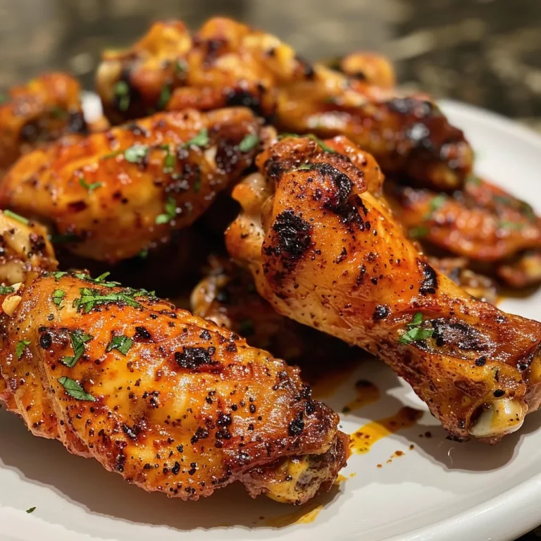 Close-up view of juicy Cajun chicken wings with a crispy glaze.