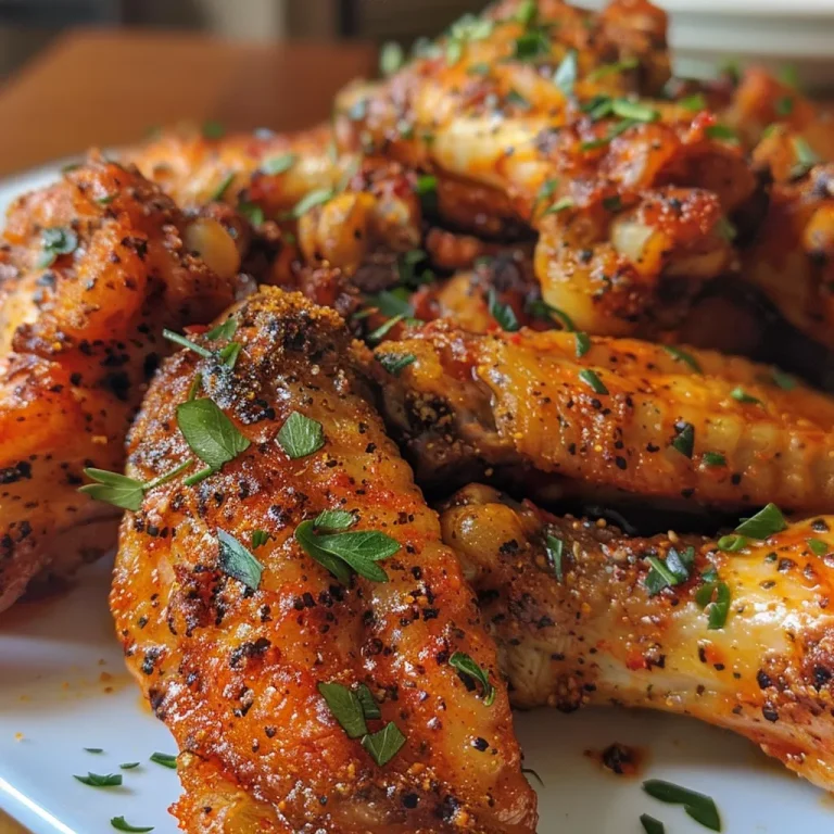 Juicy Cajun wings arranged on a plate, showcasing crispy skin and vibrant seasoning.