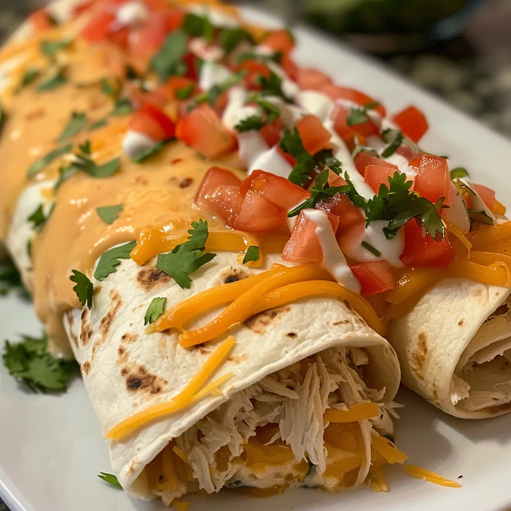 Side view of a Chicken Cheese Burrito filled with shredded chicken, cheese, and black beans.