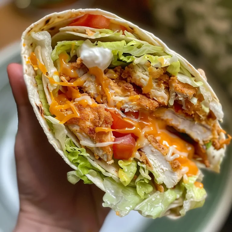 Close-up view of a Crispy Chicken Crunch Wrap with vibrant ingredients.