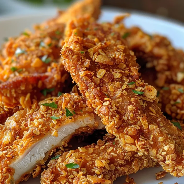 The Crunchy Chicken Tenders That Make Weeknight Dinners a Joy Juicy Crunchy Cornflake Chicken Tenders arranged on a plate.