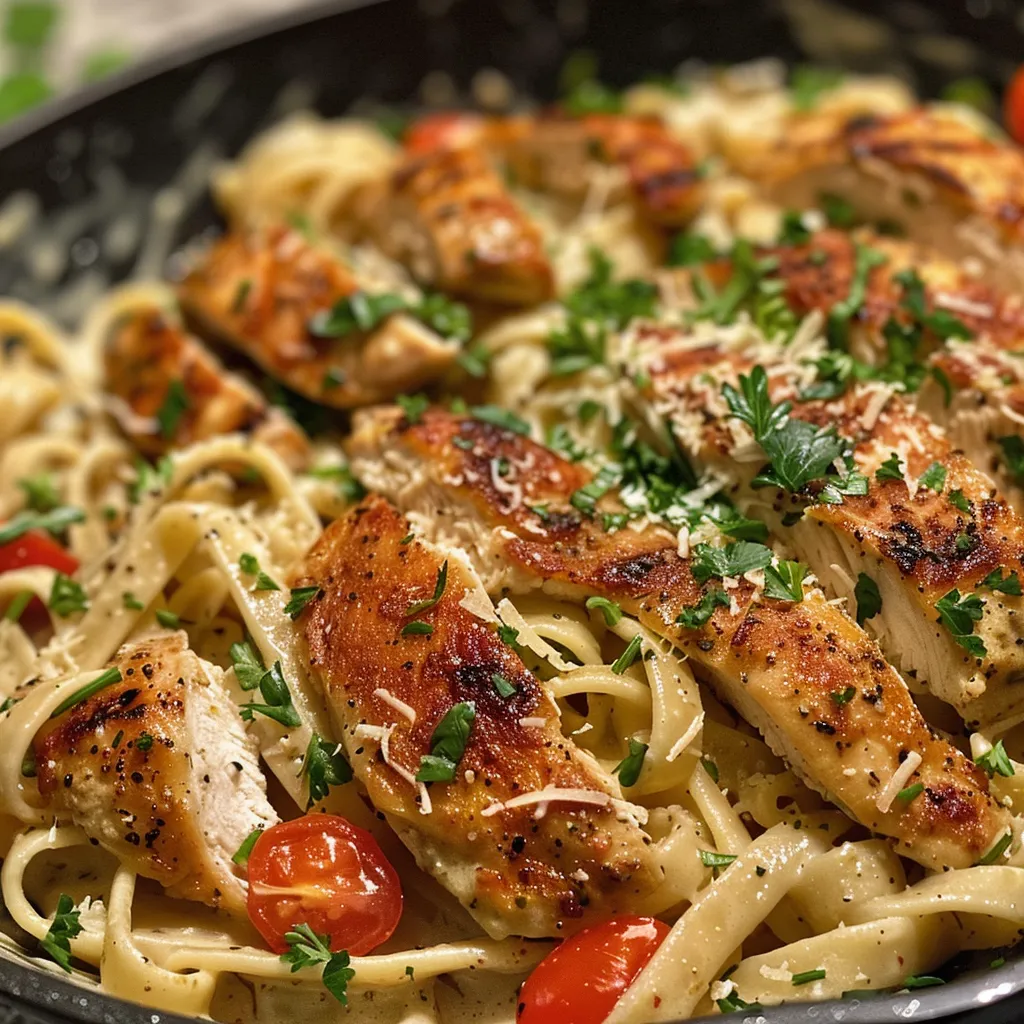 Side view of a bowl of Easy Creamy Cajun Chicken Pasta with vibrant colors and textures.