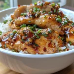 Close-up of Honey Chili Garlic Chicken with a glossy glaze.