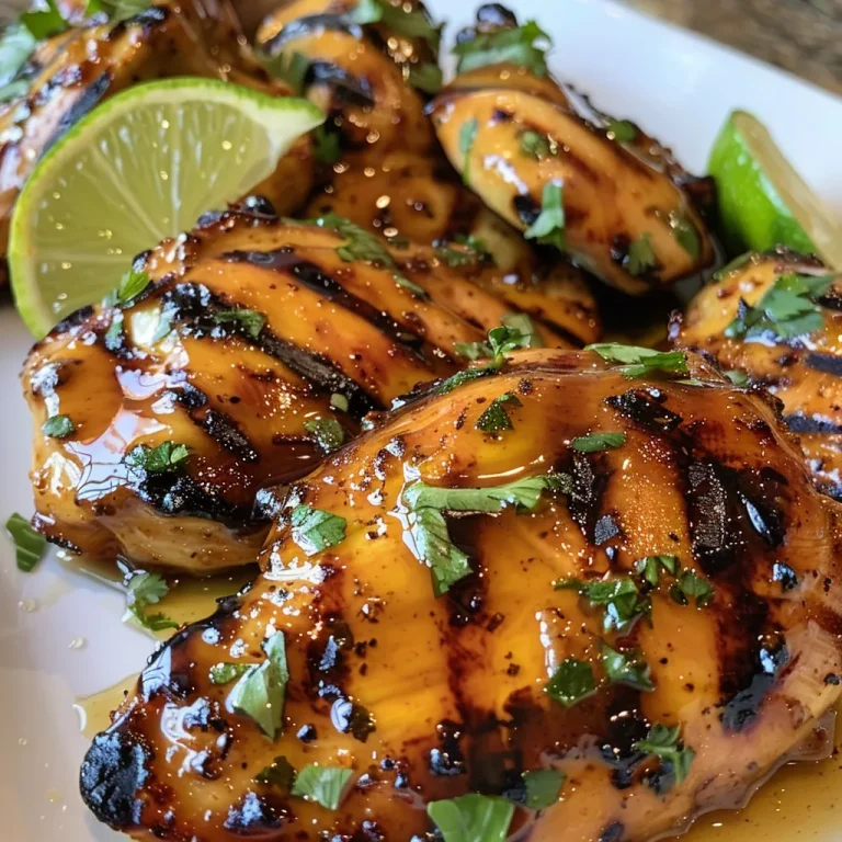 The Smoky Sweet Chicken Recipe That Brightens Any Gathering Close-up view of a grilled chicken breast glazed with honey chipotle sauce.