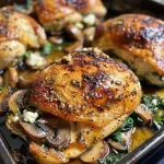 Juicy Mushroom and Spinach Stuffed Chicken Breast on a white plate.