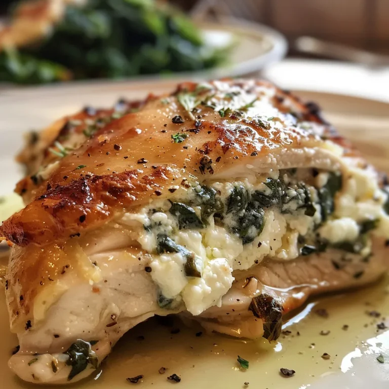 How a Simple Stuffed Chicken Breast Became Our Family s Favorite Dinner Close-up view of a juicy Ricotta and Spinach Stuffed Chicken Breast, highlighting the filling.