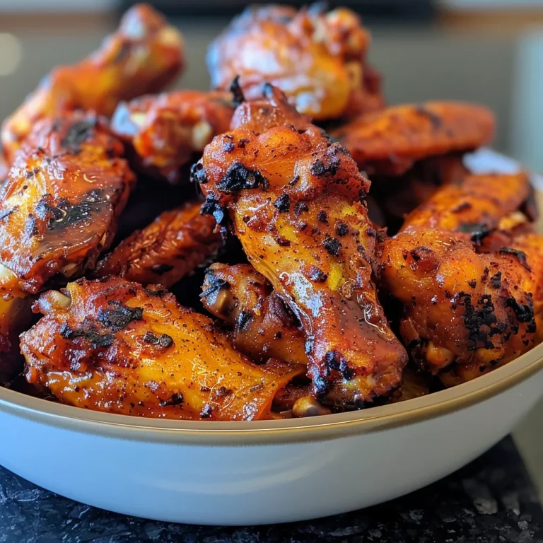 Close-up view of juicy smoked paprika chicken wings on a platter.