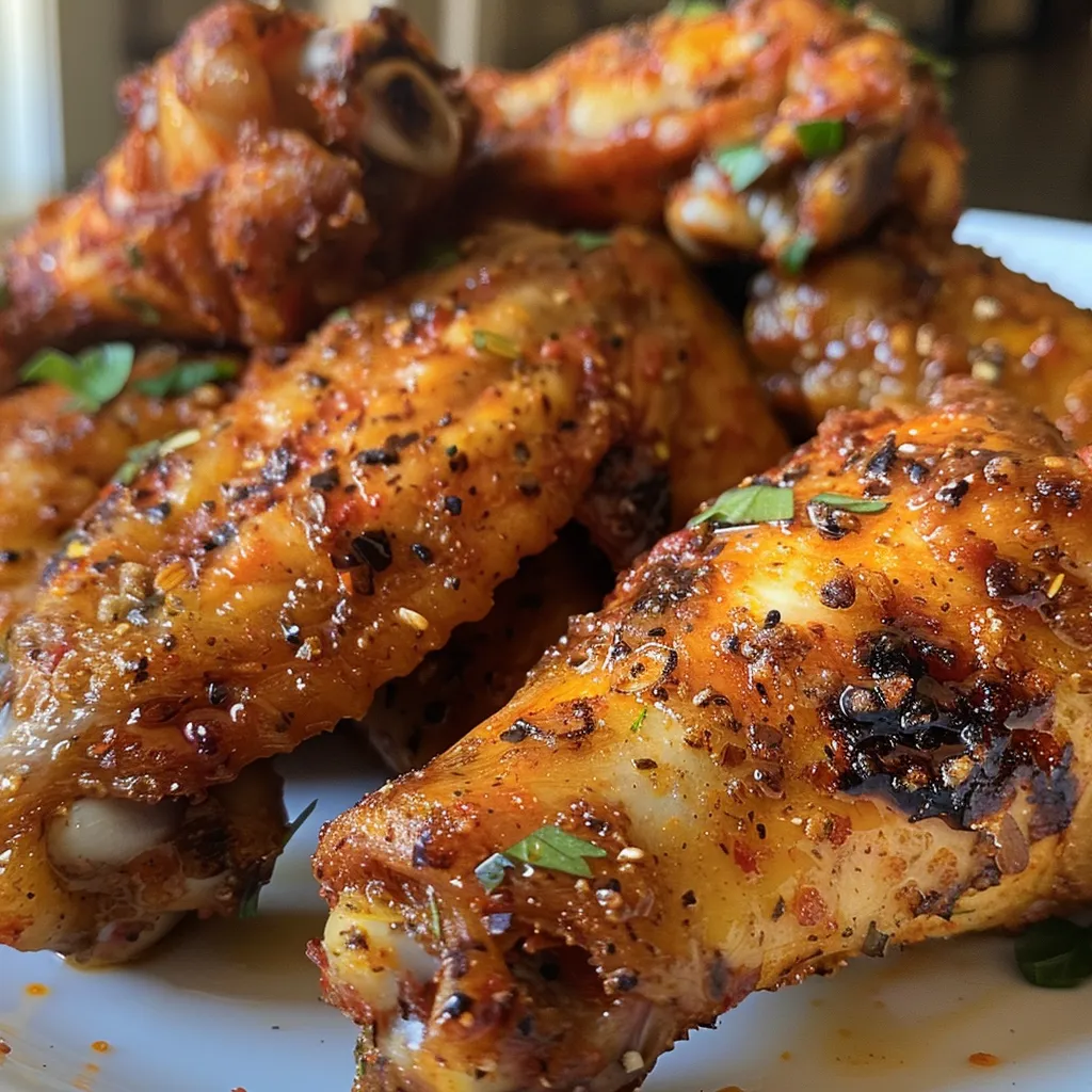 Side view of succulent chicken wings seasoned with smoked paprika.