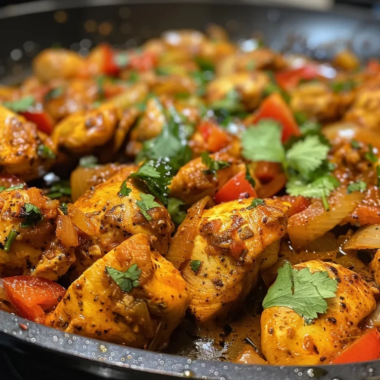 Close-up of juicy Spicy Brazilian Coconut Chicken on a plate, garnished with fresh cilantro.