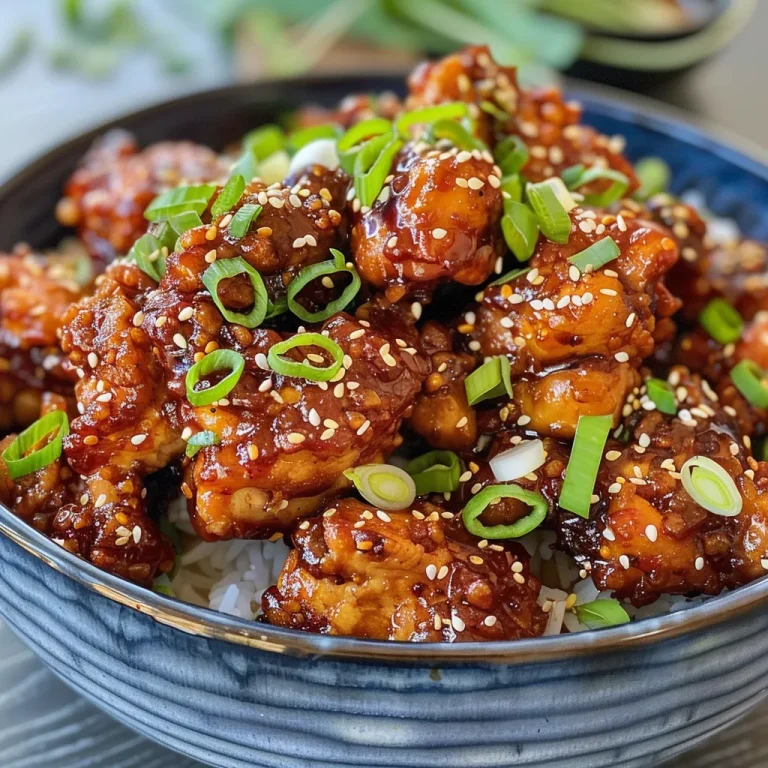 A Flavorful Journey to Korea Spicy Chicken That Warms the Heart Close-up view of juicy Spicy Korean Chicken thighs garnished with sesame seeds and green onions.