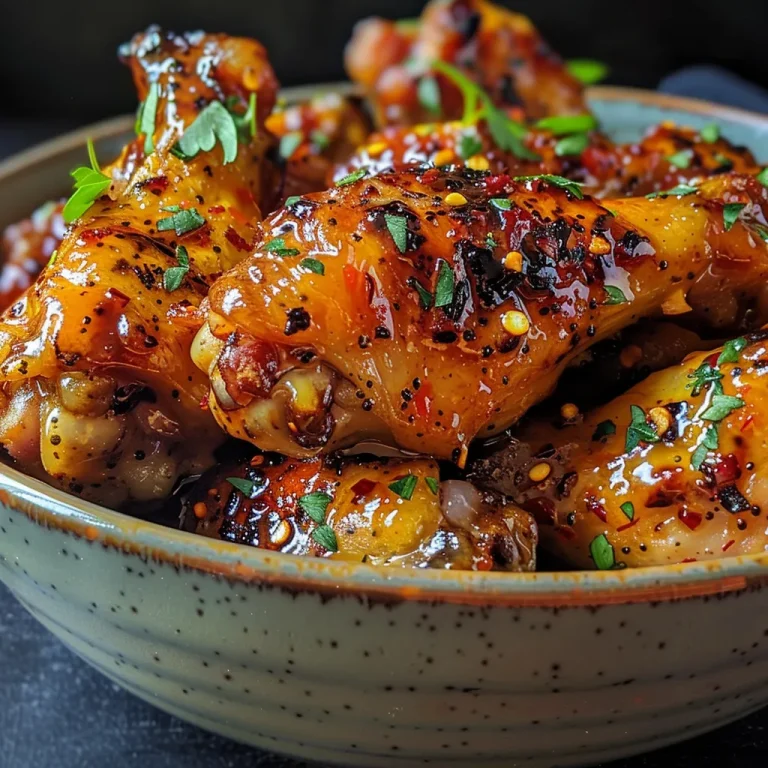 The Finger-Lickin Wings That Turn Family Gatherings into Celebrations A close-up view of sticky honey mustard chicken wings glistening with sauce.