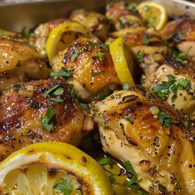 Juicy lemon herb baked chicken breast garnished with parsley.