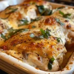 ['Close-up view of a baked Tuscan chicken casserole with a creamy topping and visible sun-dried tomatoes.', 'Side angle of a deliciously baked Tuscan chicken casserole, showcasing melted cheese and spinach.', 'Juicy Tuscan chicken casserole filled with creamy layers, sun-dried tomatoes, and a golden crust.', 'A deliciously baked Tuscan chicken casserole featuring chicken fillets and vibrant sun-dried tomatoes.']