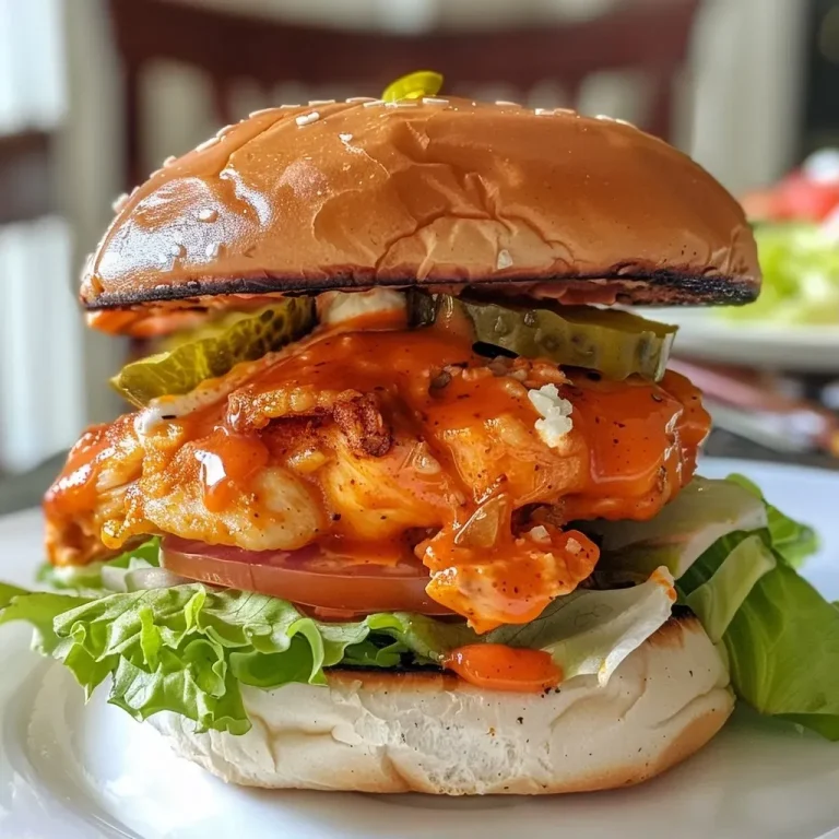 ['Juicy Buffalo chicken sandwich with a golden-brown crust and fresh toppings.', 'Close-up of a Buffalo chicken sandwich featuring crispy chicken and vibrant lettuce.', 'Side view of a mouthwatering Buffalo chicken sandwich on a brioche bun.', 'Detailed shot of a Buffalo chicken sandwich with sauces and fresh ingredients.']